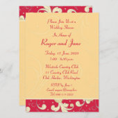 赤、金ゴールド、クリスチャン・クロス、ブライダルシャワー・カード 招待状 (正面/裏面)