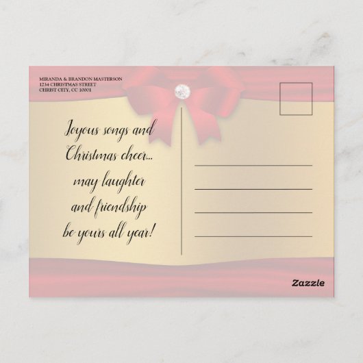 赤、金ゴールド、ダイヤモンドクリスマスパーティの招待状 ポストカード (裏面)