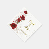 赤、金ゴールド、白のエレガントなウェディングナプキン スタンダードカクテルナプキン (角)