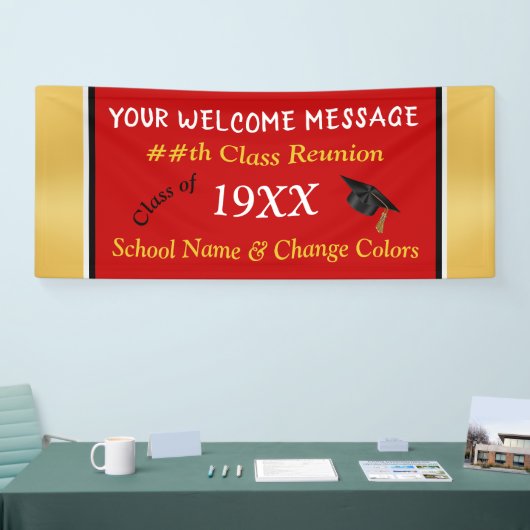 赤、金ゴールド、白、黒のクラス懇親会バナー 横断幕 (トレードショー)