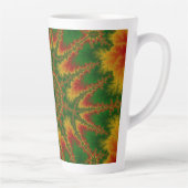 赤、金ゴールド、緑のフラクタルクリスマス カフェラテマグ (右)