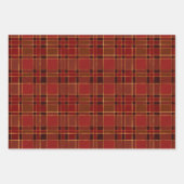 赤、金ゴールド、緑の冬のクリスマスプレッドパターン ラッピングペーパーシート (正面3)