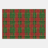 赤、金ゴールド、緑の冬のクリスマスプレッドパターン ラッピングペーパーシート (正面)