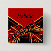 赤、金ゴールド、黒のチアリーダーの衣装 缶バッジ (正面)