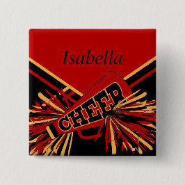 赤、金ゴールド、黒のチアリーダーの衣装 缶バッジ