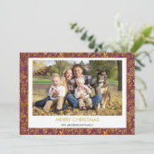 赤 – 金箔メリークリスマスファミリーフォト シーズンカード (スタンド正面)