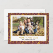 赤 – 金箔メリークリスマスファミリーフォト シーズンポストカード (正面/裏面)