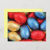 赤、金色、青のベルギーチョコレートイースターエッグ シーズンポストカード (正面/裏面)