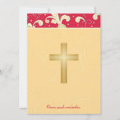 赤, 金, キリスト教の十字架, ブライダルシャワーのカード 招待状 (裏面)