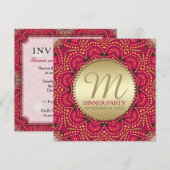 赤+金 東ボヘミア インド風 ディナー パーティー 招待状 (正面/裏面)