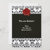 赤、 金、 黒のダマスク織、 ワックスシールモノグラム 招待状 (裏面)