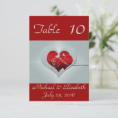 赤/銀の結婚式テーブルナンバー 招待状 (スタンド正面)