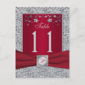 赤、銀フェイク箔テーブル番号カード ポストカード (正面)