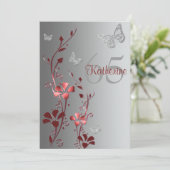 赤、銀製の花及び蝶第65招待状 招待状 (スタンド正面)