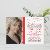 赤・銀・白の卒業式2フォト招待状 招待状 (スタンド正面)