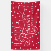 赤、銀、白、モダンな退職パーティー 横断幕 (縦)