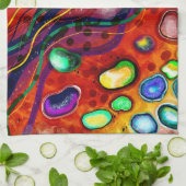 赤、銅、黄、青、緑の渦巻きアーモダント キッチンタオル (折り畳み)