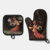 赤 鍋つかみ&鍋敷きセット (正面)