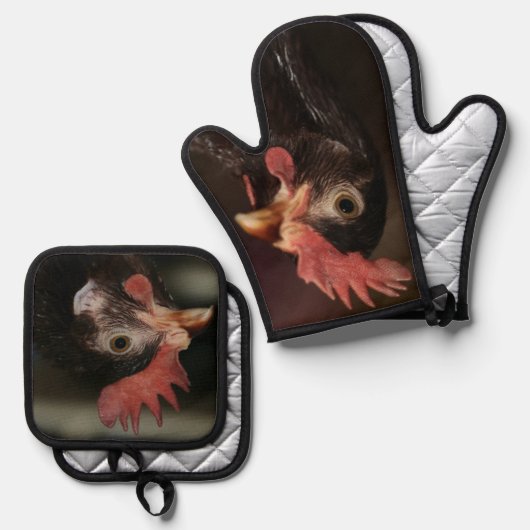 赤 鍋つかみ&鍋敷きセット (正面/裏面)