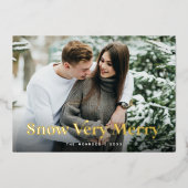 赤 | 雪 とても 楽しい 2枚の写真 ゴールド 箔シーズンカード (正面)