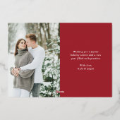 赤 | 雪 とても 楽しい 2枚の写真 ゴールド 箔シーズンカード (裏面)