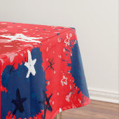 赤(青い（ばちゃばちゃ）跳ねると白黒の星) テーブルクロス (インサイチュ)