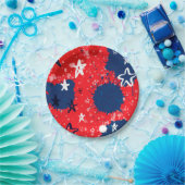 赤(青い（ばちゃばちゃ）跳ねると白黒の星) ペーパープレート (パーティー)