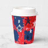 赤(青い（ばちゃばちゃ）跳ねると白黒の星) 紙コップ (右)