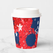赤(青い（ばちゃばちゃ）跳ねると白黒の星) 紙コップ (正面)