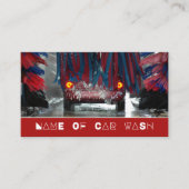 赤・青の洗車洗浄・清掃サービス 名刺 (正面)