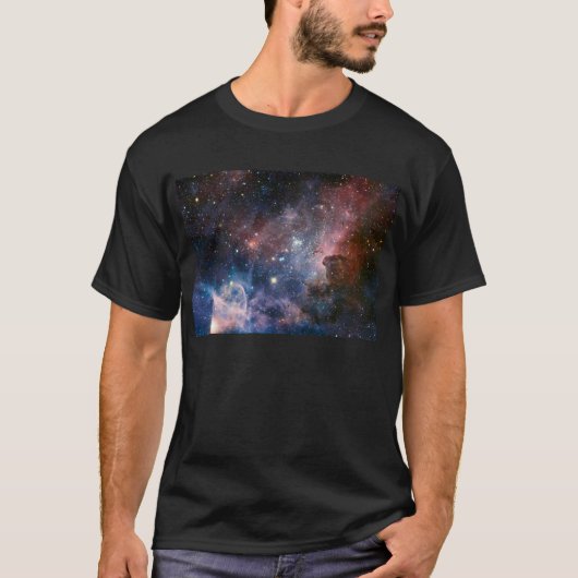 赤&青カリナ星雲ハッブル望遠鏡 Tシャツ (正面)