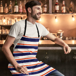 赤(青ストライプ) エプロン