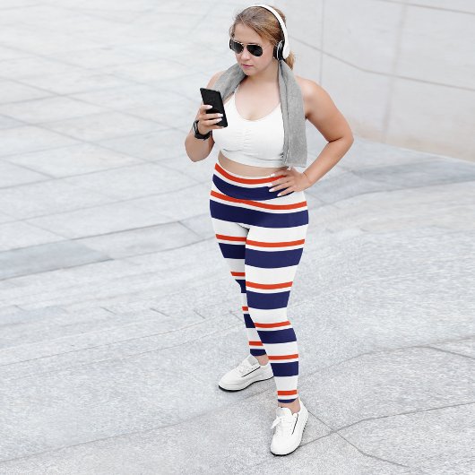 赤(青ストライプ) レギンス