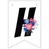 赤，青フローラ,ハッピーバースデー，バンニング旗 バンティングフラッグ (第2の旗)