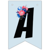 赤，青フローラ,ハッピーバースデー，バンニング旗 バンティングフラッグ (第3の旗)