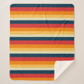 赤、青、オレンジ、黄ストライプ色 シェルパブランケット (正面)