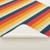 赤、青、オレンジ、黄ストライプ色 シェルパブランケット (3/4)