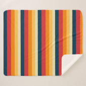 赤、青、オレンジ、黄ストライプ色 シェルパブランケット (正面(横))