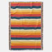 赤、青、オレンジ、黄ストライプ色 スローブランケット (正面縦)