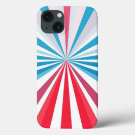 赤、青、グレーのパターンのモバイル iPhone 13ケース