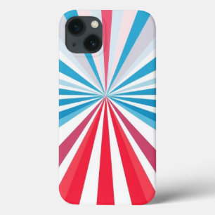 赤、青、グレーのパターンのモバイル iPhone 13ケース