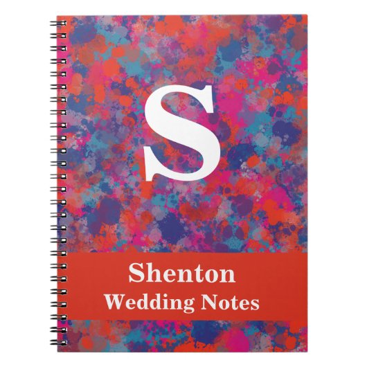 赤、青、ピンクのドロップ抽象芸術個人用 ノートブック (正面)