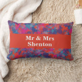 赤、青、ピンクのドロップ抽象芸術 ランバークッション (ブランケット)