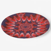 赤、青、ピンクのフラクタル誕生日 ペーパープレート (アングル)