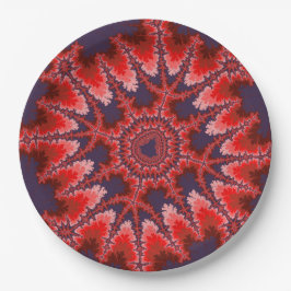 赤、青、ピンクのフラクタル誕生日 ペーパープレート