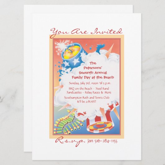 赤/青 招待状 (正面/裏面)