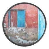 赤、青、灰色の壁、ドアと窓 アイスホッケーパック (正面)