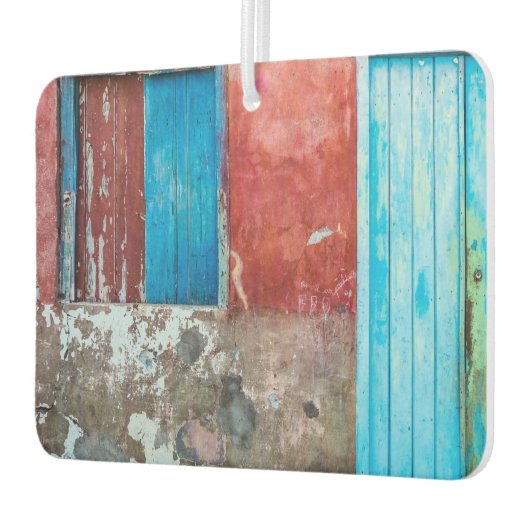 赤、青、灰色の壁、ドアと窓 カーエアーフレッシュナー (左)