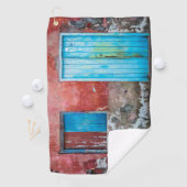 赤、青、灰色の壁、ドアと窓 ゴルフタオル (インサイチュ)