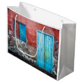 赤、青、灰色の壁、ドアと窓 ラージペーパーバッグ (正面アングル)